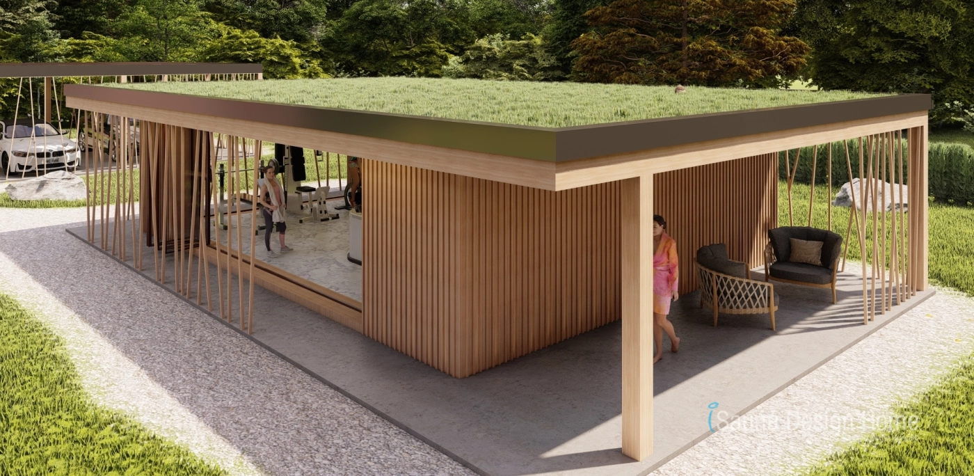 Szauna zöldtetővel