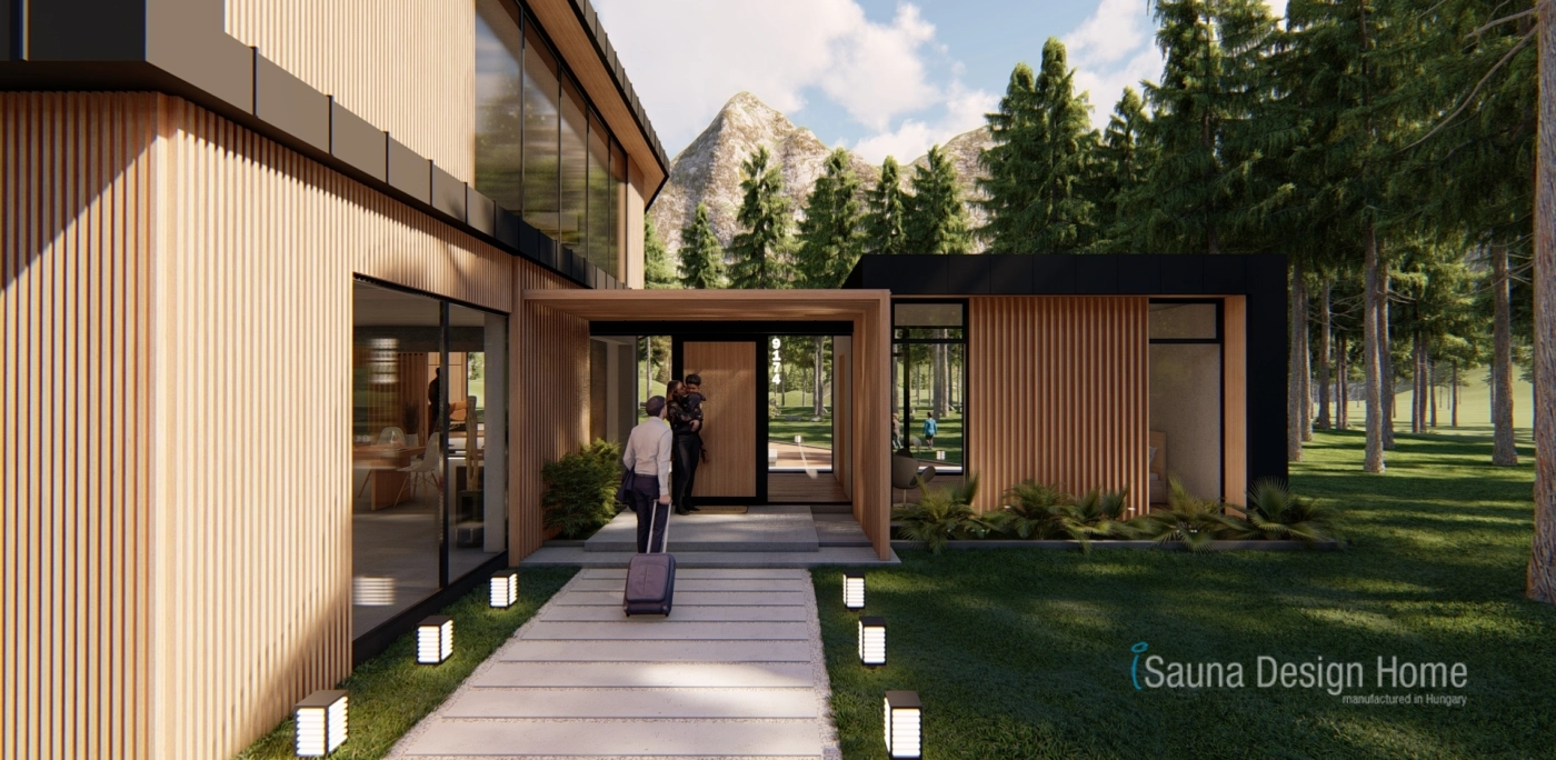 Kültéri fa homlokzat